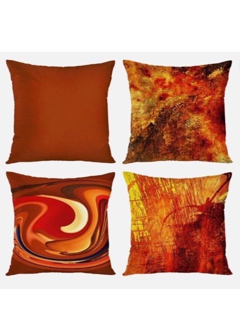 Set of 4 Emvency Burnt Orange Abstract Pillow Covers 18” Tan Red Boho